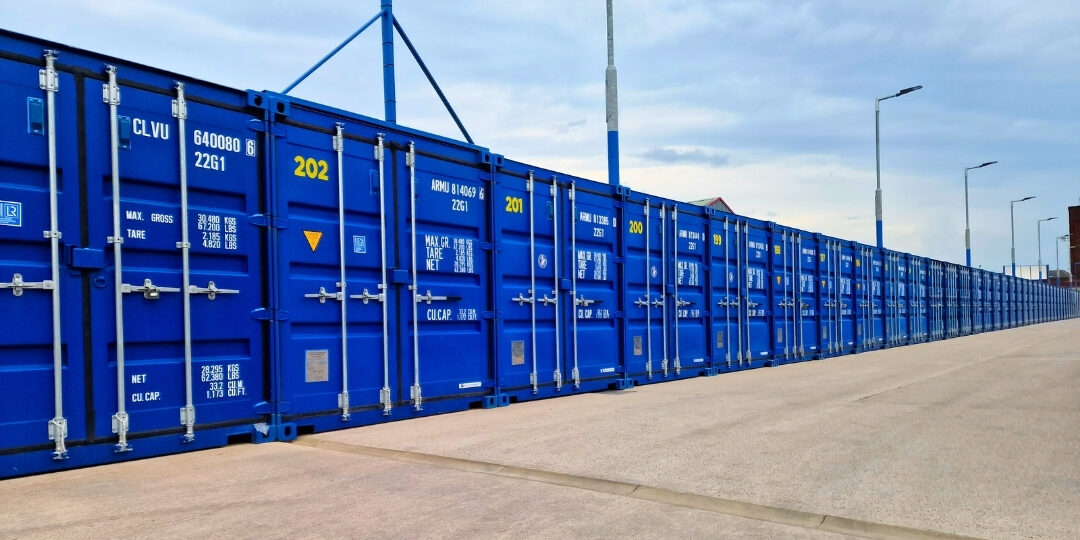 Row of outdoor storage units with ground floor drive-up access at Meadow Self Storage Row of outdoor storage units with ground floor drive-up access at Meadow Self Storage